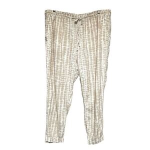 Old Navy Linen Blend Pants Womens XL Tie Dye Beige Pull On Relaxed Lightweight‎